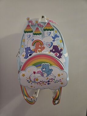 Loungefly Light Blue Care Bears Rainbow Castle Backpack